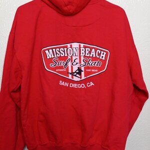 Retro Pacific & Co Surf Shop Red Pullover Hoodie Unisex Large